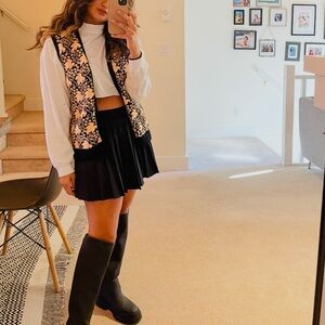 Black and Peach Patterned Sweater Vest